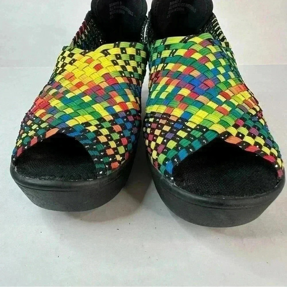 Steven By Steve Madden Braavo
Multicolor Elastic Peep Toe Wedges Size 9 - Picture 10 of 13